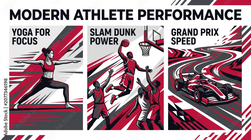 Obraz premium Modern Athlete Performance Yoga Basketball Grand Prix Speed Abstract Style