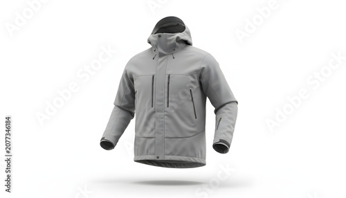 Grey Waterproof Sports Jacket with Hood.