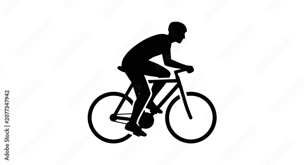 Obraz premium Man Riding a Bicycle Fast.