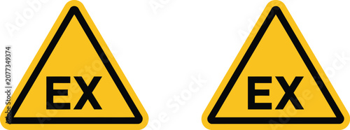 Fotografie ATEX Explosive Atmosphere Warning Signs Icon Set Vector Illustration