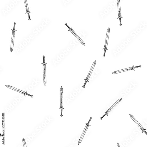 Εκτύπωση καμβά seamless pattern armor sword medieval hand drawn