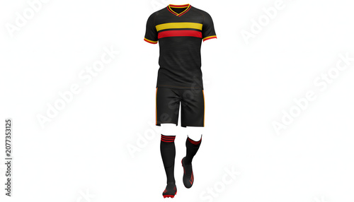Man wearing black soccer uniform.