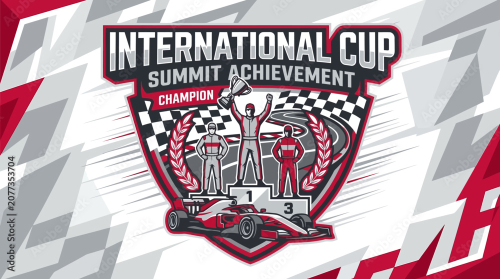 Obraz premium International Cup Summit Achievement Champion Racing Emblem Of Victory