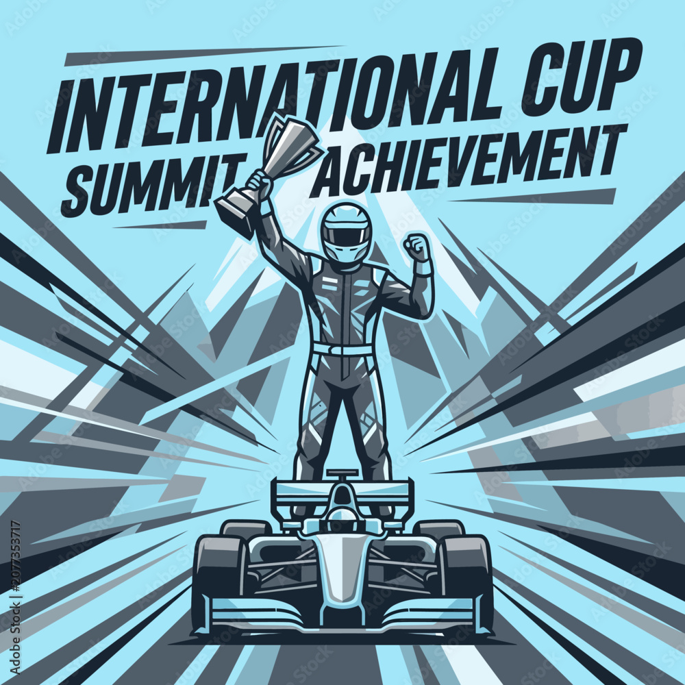 Obraz premium International Cup Summit Achievement Victorious Racer Celebrates Grand Victory