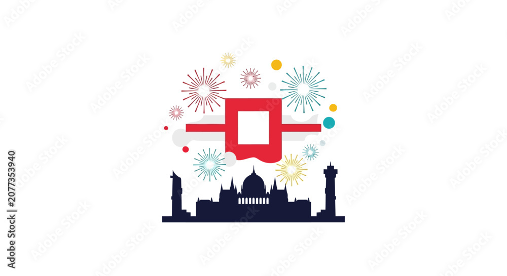 Fototapeta premium Graphic illustration of famous building.