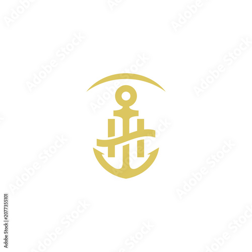 Letter H Intial Anchor Logo Design Vector Icon Graphic Illustration Background Template