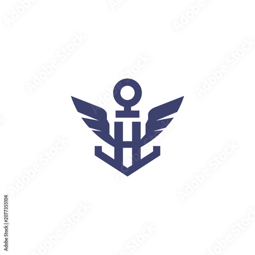 Letter H Intial Anchor Logo Design Vector Icon Graphic Illustration Background Template
