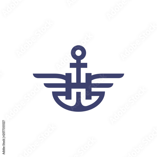 Letter H Intial Anchor Logo Design Vector Icon Graphic Illustration Background Template