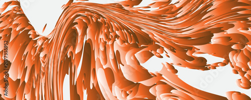 Abstract Terracotta Orange and White Fluid Swirl Panoramic Background