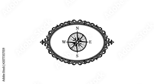 Vintage compass navigation symbol.
