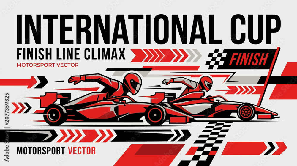 Obraz premium International Cup Finish Line Climax Motorsport Vector Art