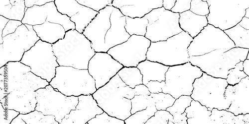 Schilderij op canvas grunge High-Contrast Cracked Dry Earth Texture Background Showing Drought Fissures and Arid Soil Pattern