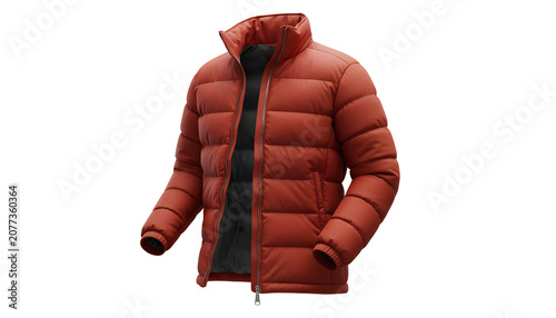 Red Puffer Jacket for Winter Clothing.