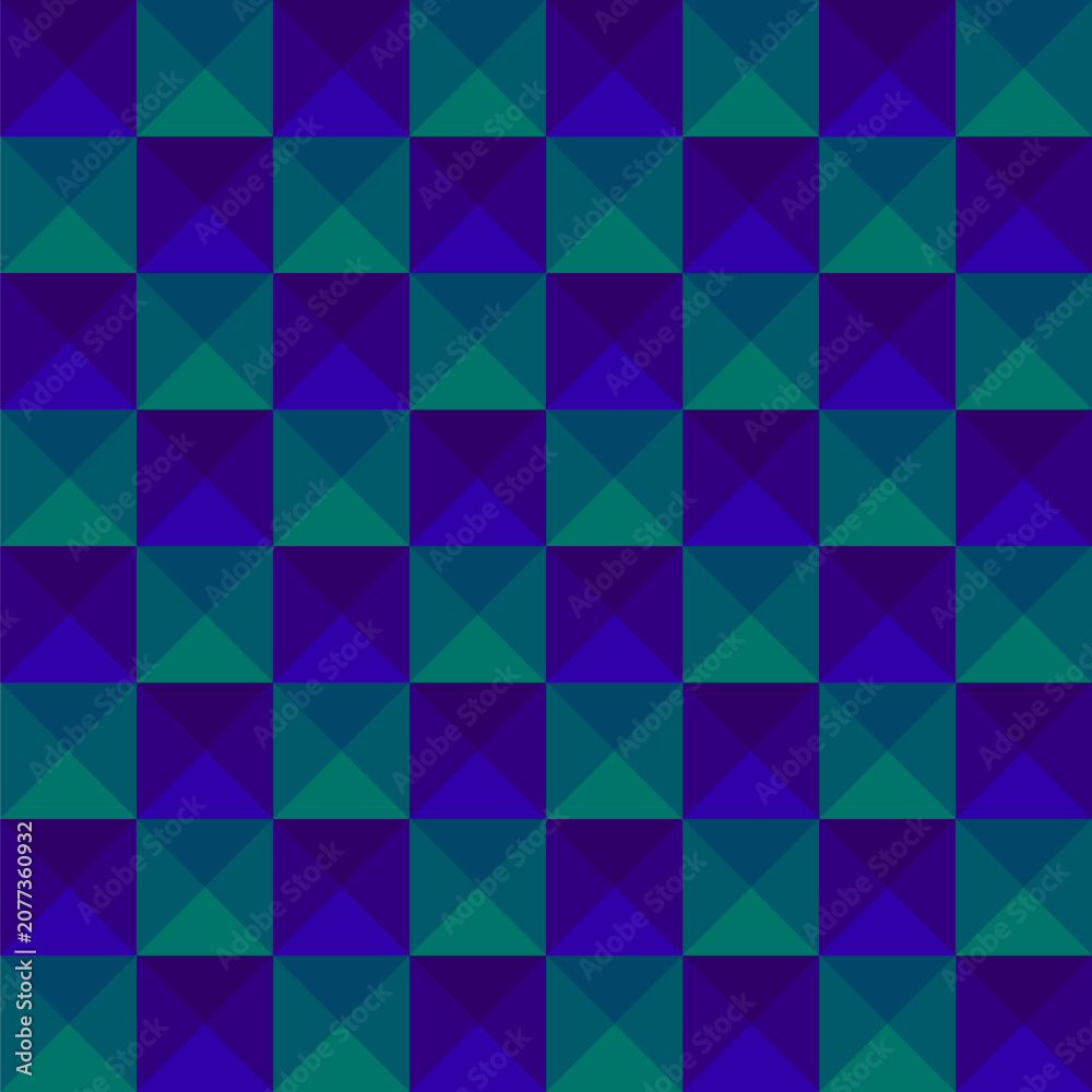 Fototapeta premium Seamless green and purple checkered gradient square pattern, geometric checkerboard mosaic design for textile and wallpaper