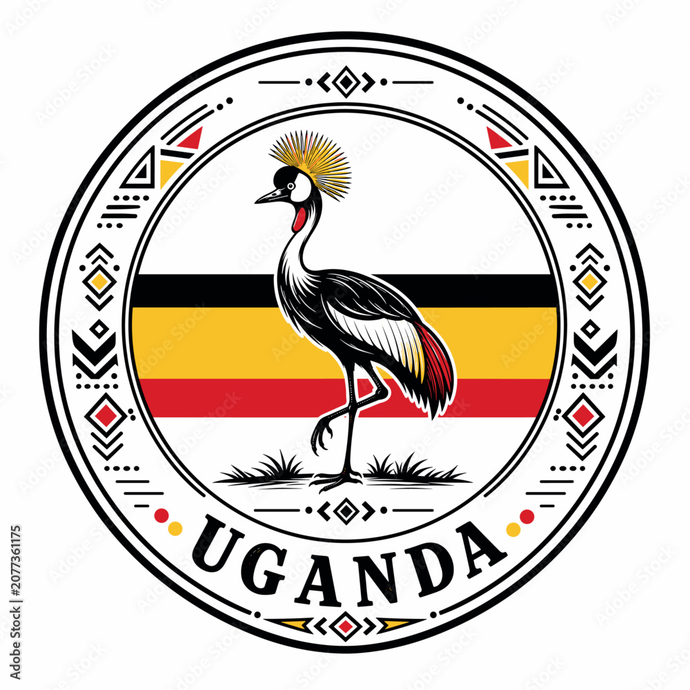 Fototapeta premium Uganda National Emblem with Grey Crowned Crane