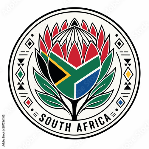 South Africa National Emblem Circular Graphic Design