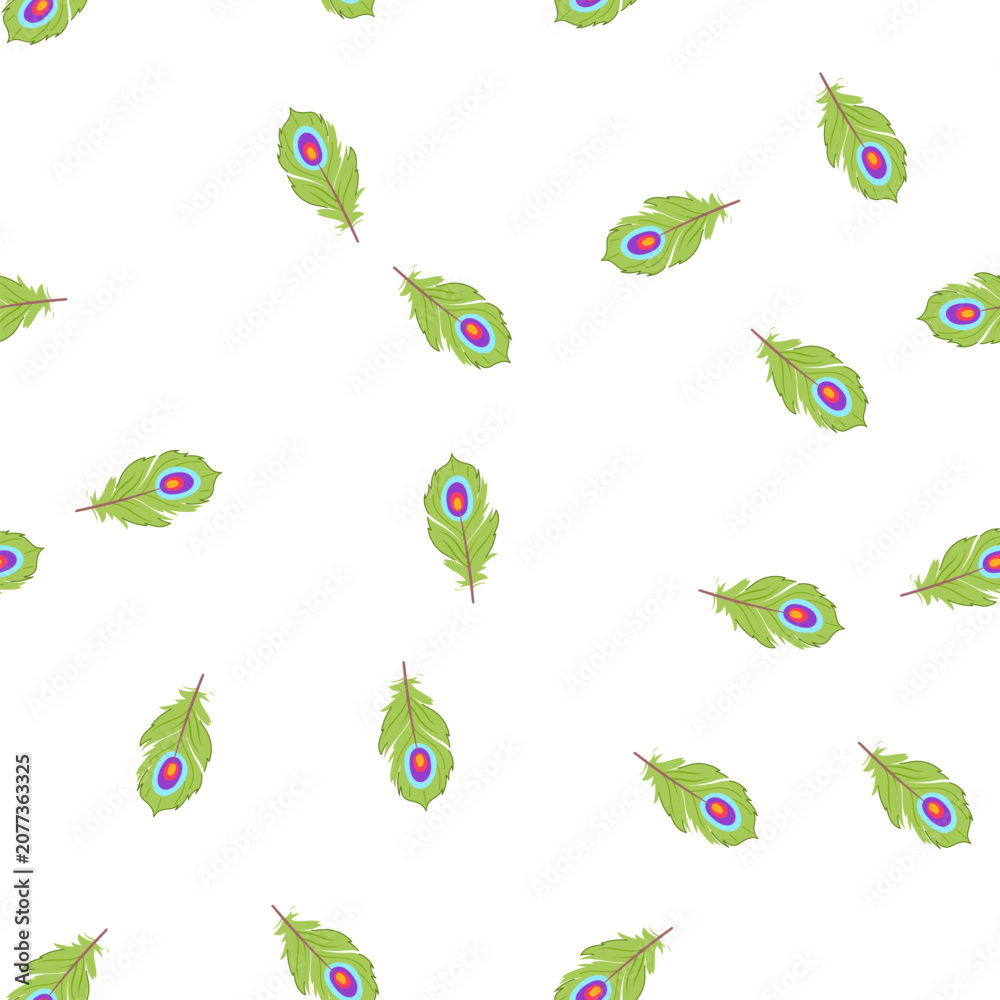 Fototapeta premium pattern drawing feather exotic bird cartoon. color nature, plumage wing, animal beautiful drawing feather exotic bird sign. seamless symbol vector illustration