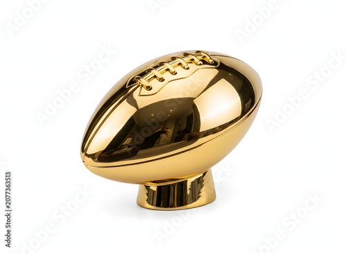 Shiny gold American football trophy.