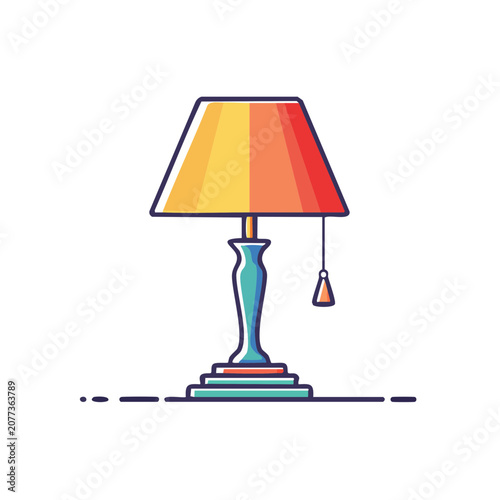 Colorful flat vector illustration of a table lamp