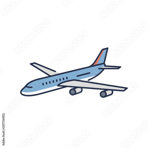 Flat illustration of a commercial airplane in side view