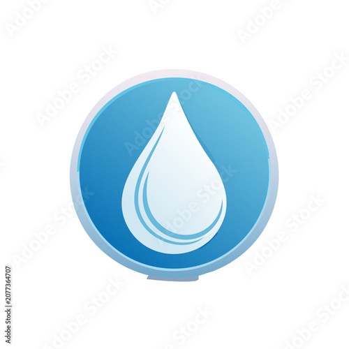 Blue water droplet icon in circle