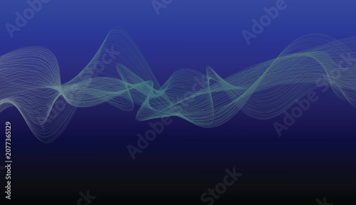 neon green wave lines on abstract luxury royal blue vector background for premium corporate presentation.