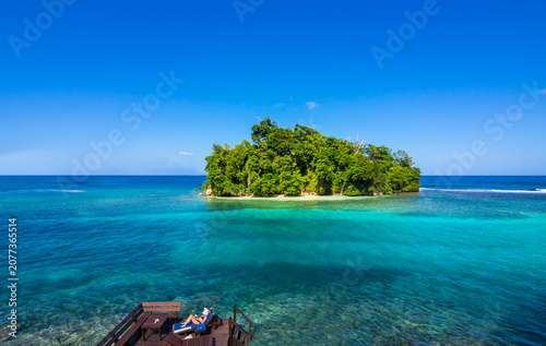 Beautiful view of Pellew Island in Port Antonio, Jamaica, showcasing the stunning Caribbean landscape and crystal-clear waters
