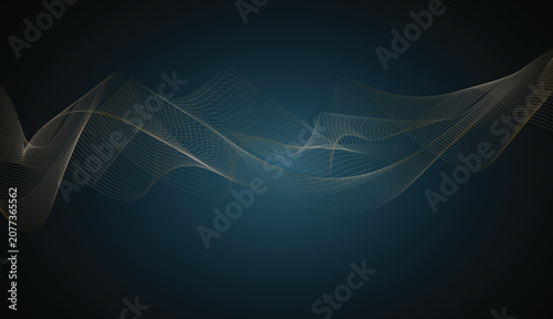 Golden wave lines on abstract luxury teal vector background for premium corporate presentation design.