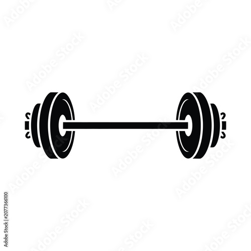 Barbell silhouette isolated on white background for fitness and strength training concepts