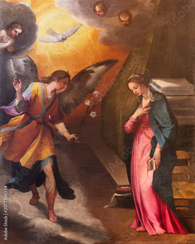 PISA, ITALY - JUNE 22, 2026: The painting of  Annunciation in the church Chie...