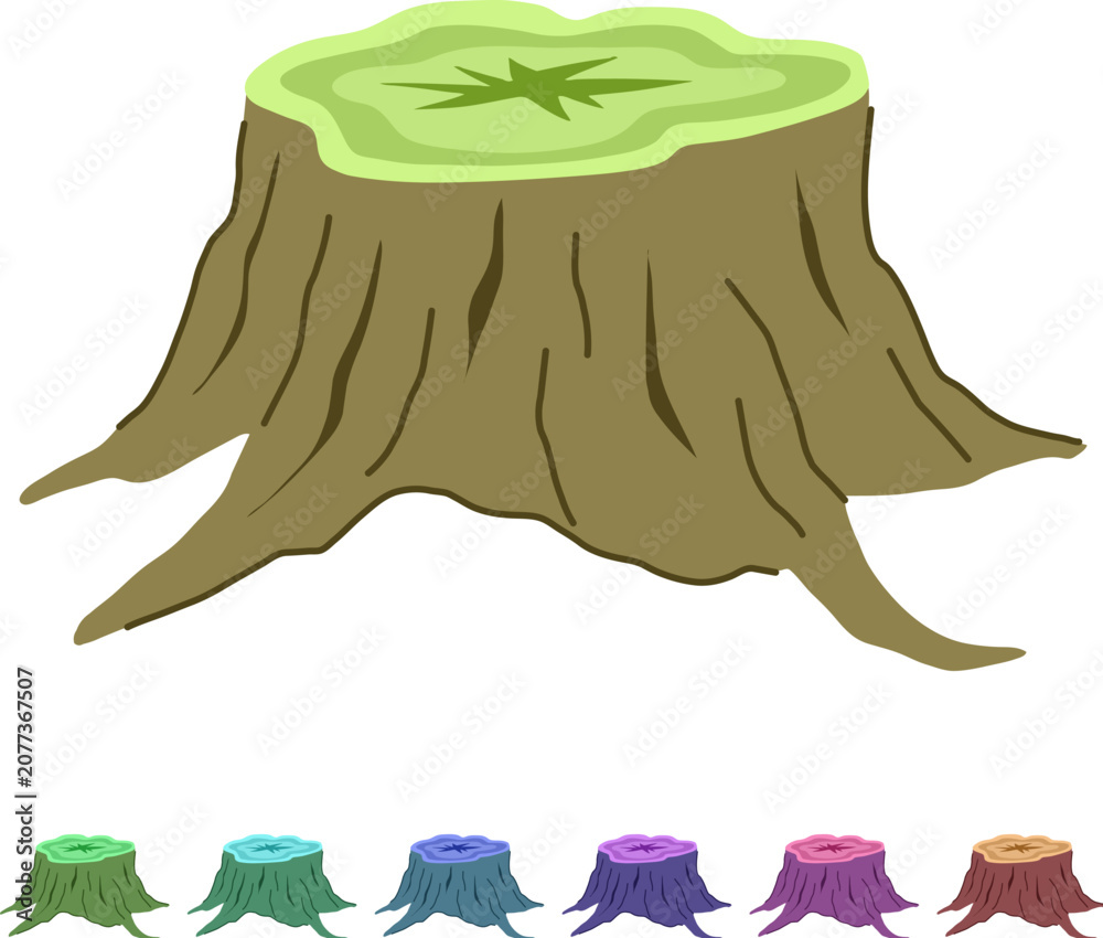 Fototapeta premium log stump cartoon. forest circle, ring organic, old brown log stump sign vector