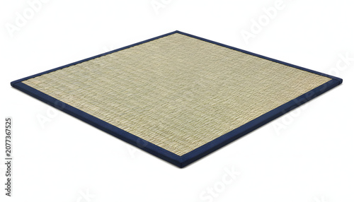 Square beige woven mat with border.