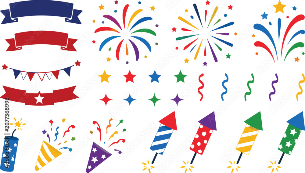 Fototapeta premium Vibrant 4th of july celebration elements