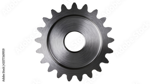 Photos Metal sprocket with teeth and central hole, brushed texture