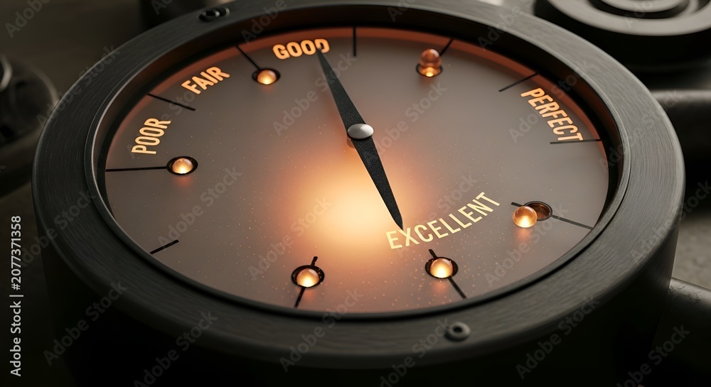 Fototapeta premium Performance Gauge: Illustrating Excellent Quality Assessment