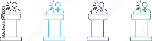 Obraz na płótnie Public Speaking Podium Presenter Icon Set for Business Conferences, Professional