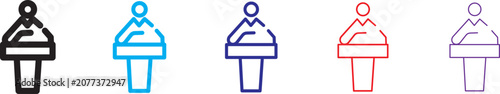 Fotografie Public Speaking Podium Presenter Icon Set for Business Conferences, Professional