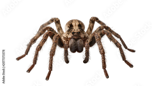 Φωτογραφία Hairy brown spider with patterned carapace and abdomen