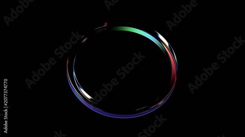 Abstract background with color refraction effect on a glass circle, 4k seamless loop 3d animation