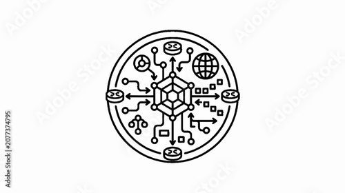 Global Network Connection Halftone Dotted Background