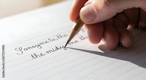 Person Writing on Paper with Pencil, Close-up
