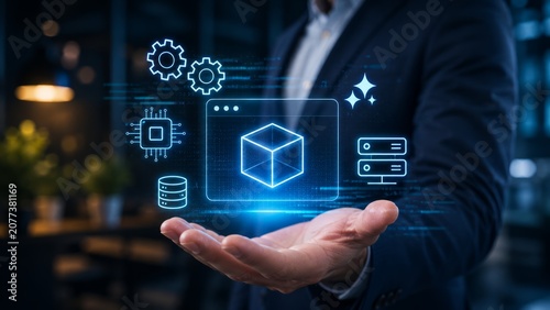 Professional Presenting Low-Code No-Code Platform with AI Programming Automation, Cloud-Based Software Integration and Rapid Application Development Workflow