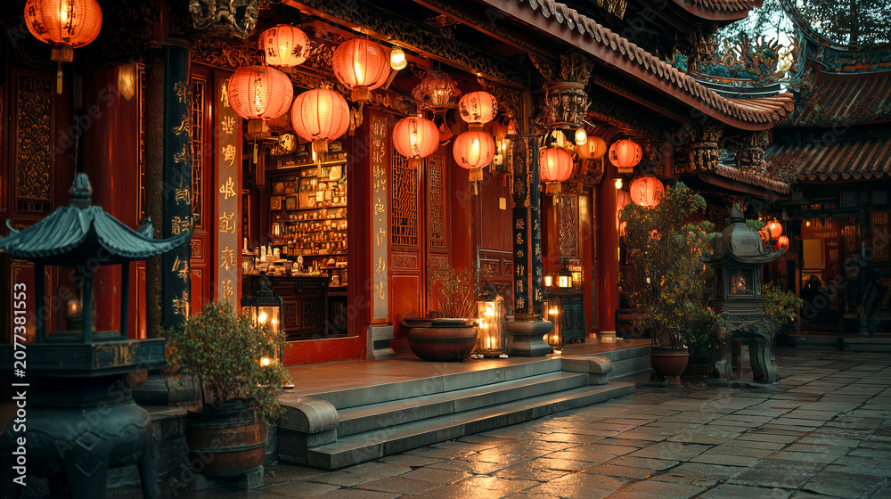 Fototapeta premium ancient_Chinese_temple_with_lanterns