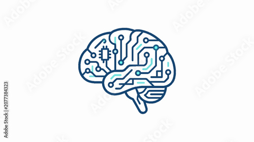 Artificial Intelligence Brain Neural Network Halftone Art