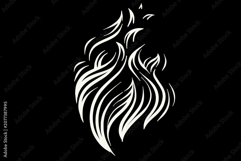 Fototapeta premium Outline Flame Hand Drawn Vector Image
