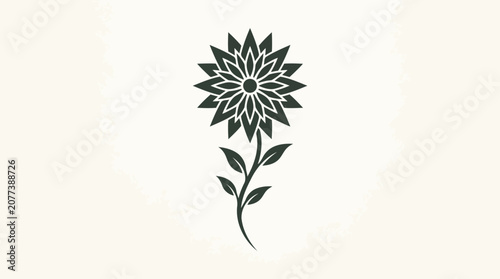 Black floral sunflower icon