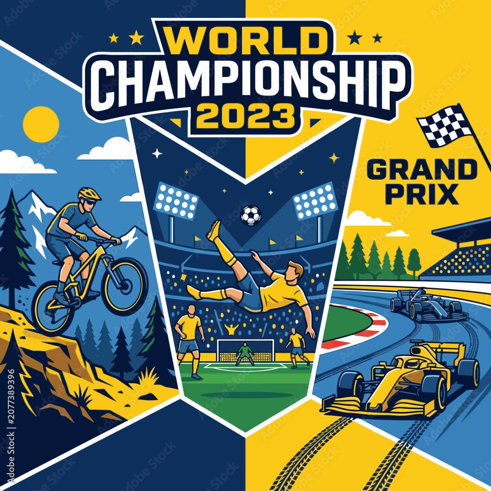Obraz premium Exciting World Championship 2023 Grand Prix Sports Montage Event