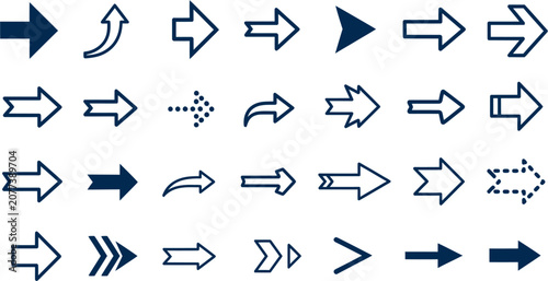 Fényképezés A collection of various arrows and pointers in different shapes and styles