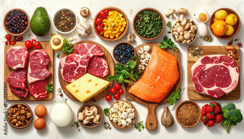 Fresh Meat and Seafood with Vegetables and Spices for Cooking