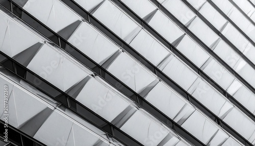 Black and White Abstract Modern Building Facade with Geometric Lines
